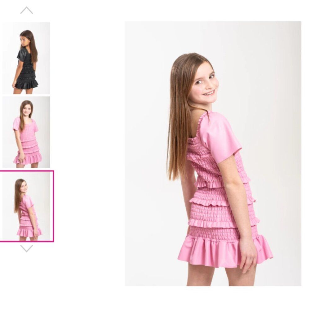 NEW Cheryl Creations Isabella Pink Faux Leather Short Sleeve Dress Size 10 - 12 - Picture 2 of 7